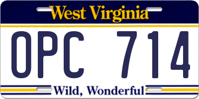 WV license plate OPC714