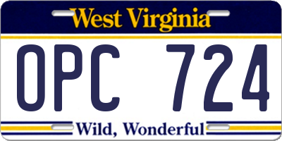 WV license plate OPC724