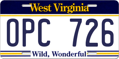 WV license plate OPC726