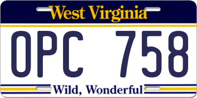 WV license plate OPC758