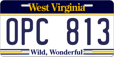 WV license plate OPC813