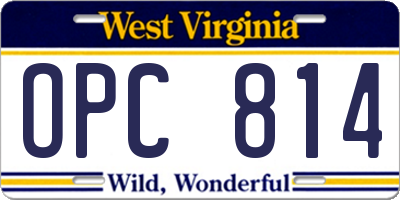 WV license plate OPC814