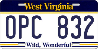 WV license plate OPC832