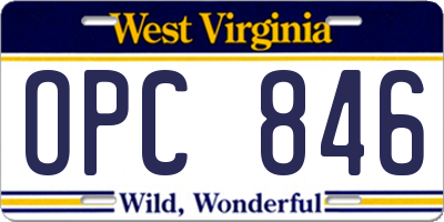WV license plate OPC846