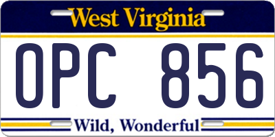 WV license plate OPC856