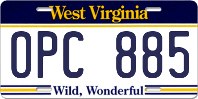 WV license plate OPC885
