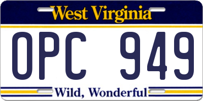 WV license plate OPC949