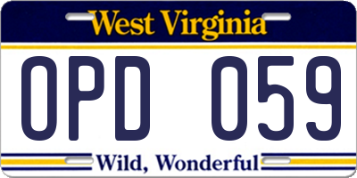 WV license plate OPD059