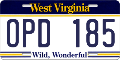 WV license plate OPD185