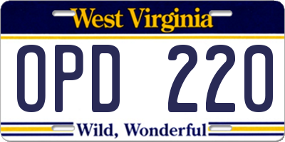 WV license plate OPD220