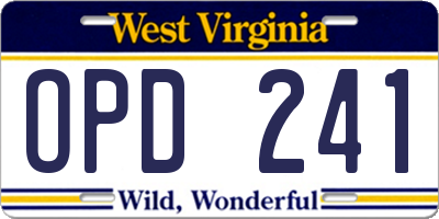 WV license plate OPD241