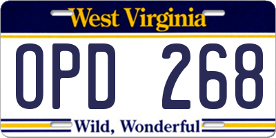 WV license plate OPD268