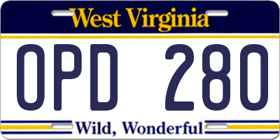 WV license plate OPD280
