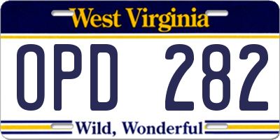 WV license plate OPD282