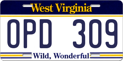 WV license plate OPD309