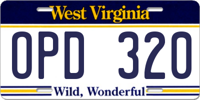 WV license plate OPD320