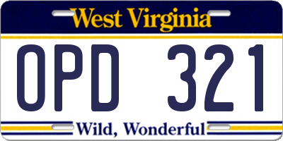 WV license plate OPD321