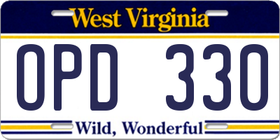 WV license plate OPD330