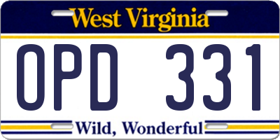 WV license plate OPD331