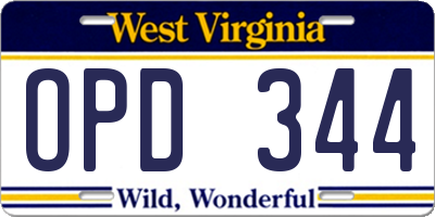 WV license plate OPD344