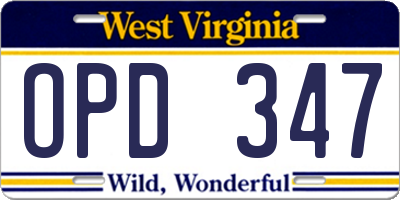 WV license plate OPD347