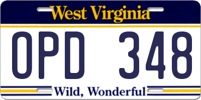 WV license plate OPD348