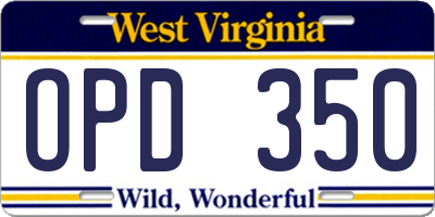 WV license plate OPD350