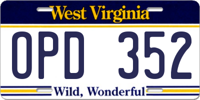 WV license plate OPD352