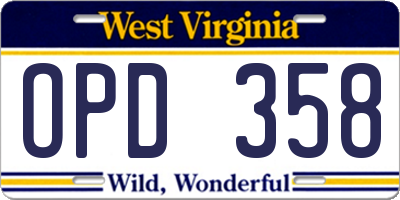 WV license plate OPD358