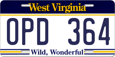 WV license plate OPD364
