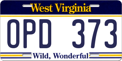 WV license plate OPD373
