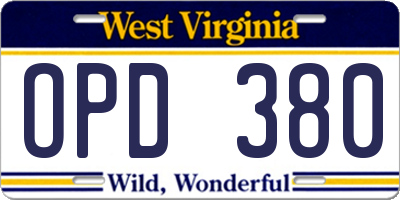 WV license plate OPD380