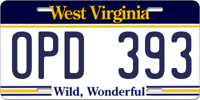 WV license plate OPD393