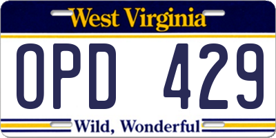 WV license plate OPD429