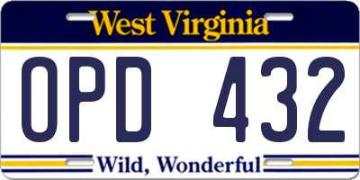 WV license plate OPD432