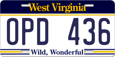 WV license plate OPD436