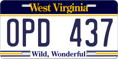 WV license plate OPD437