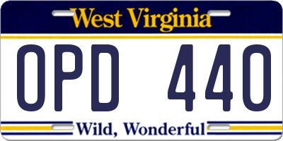 WV license plate OPD440
