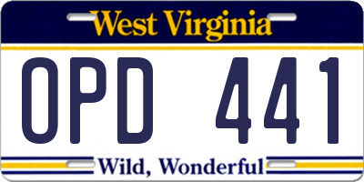 WV license plate OPD441