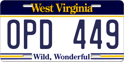 WV license plate OPD449