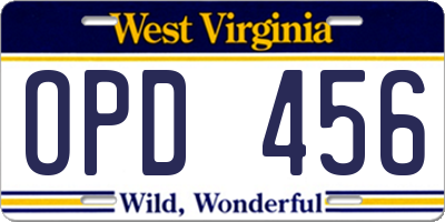 WV license plate OPD456
