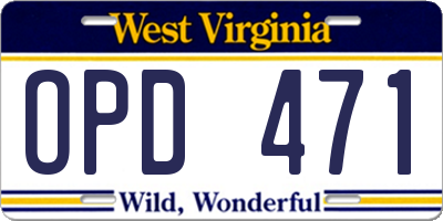 WV license plate OPD471