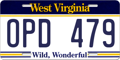 WV license plate OPD479
