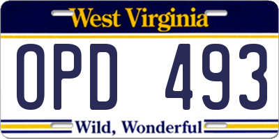 WV license plate OPD493