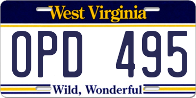 WV license plate OPD495