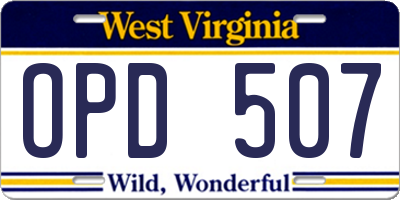 WV license plate OPD507