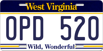 WV license plate OPD520