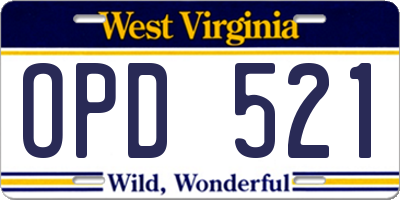 WV license plate OPD521