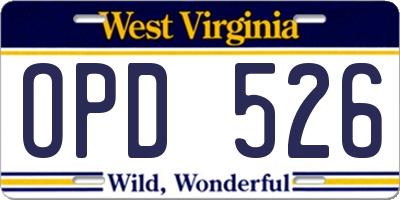 WV license plate OPD526