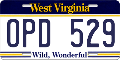 WV license plate OPD529